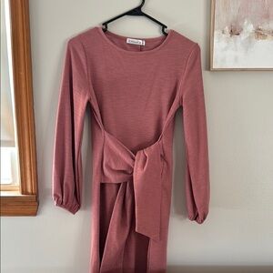 Pink Sheath Dress with Balloon Sleeves